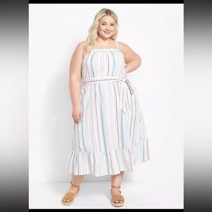 Lane Bryant striped tie midi dress